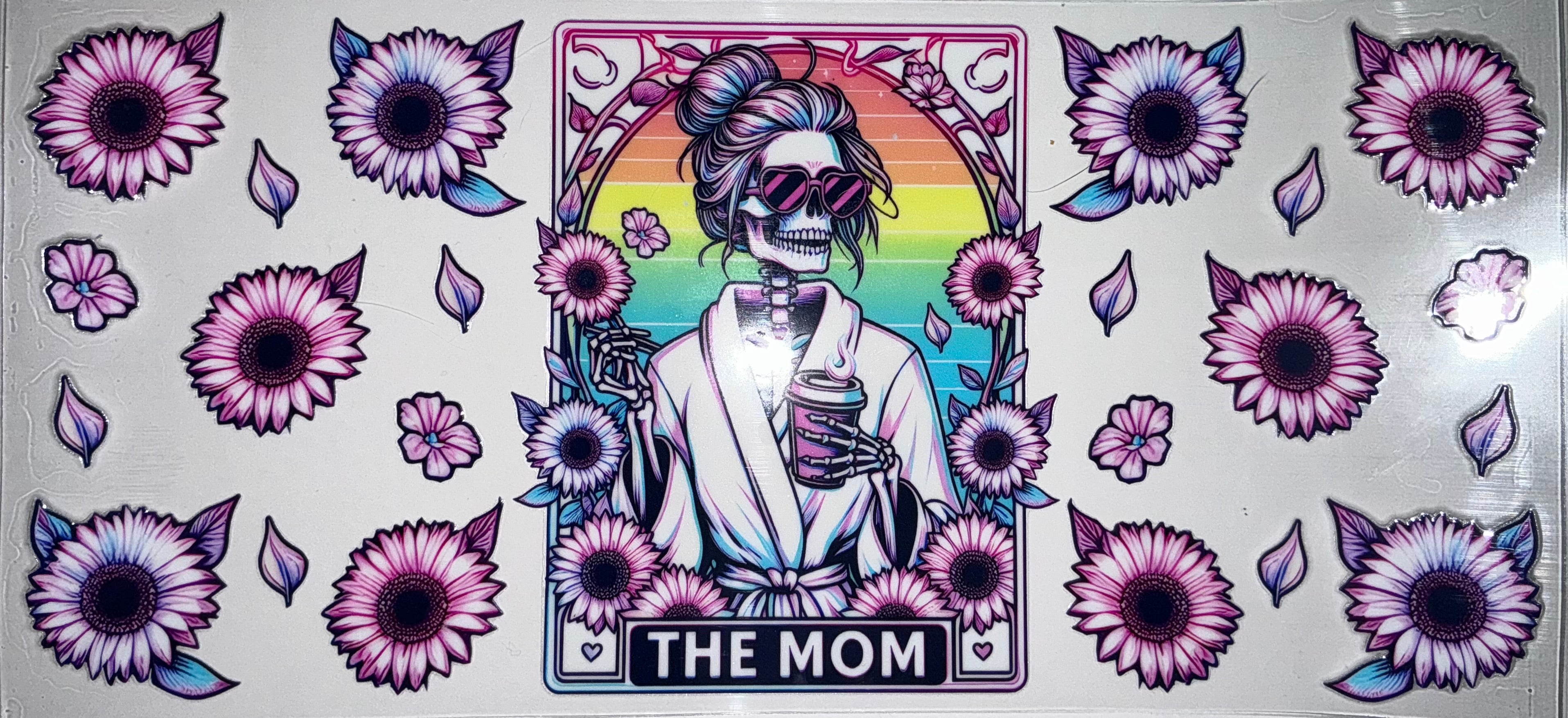 #7 The Mom Skeleton Tarot Card Sunflower Tumbler Decal