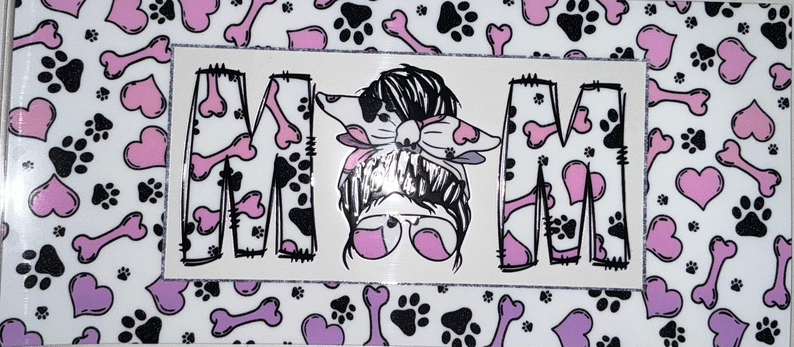 #9 Dog Mom Paw Print Bones Hearts Tumbler Decal