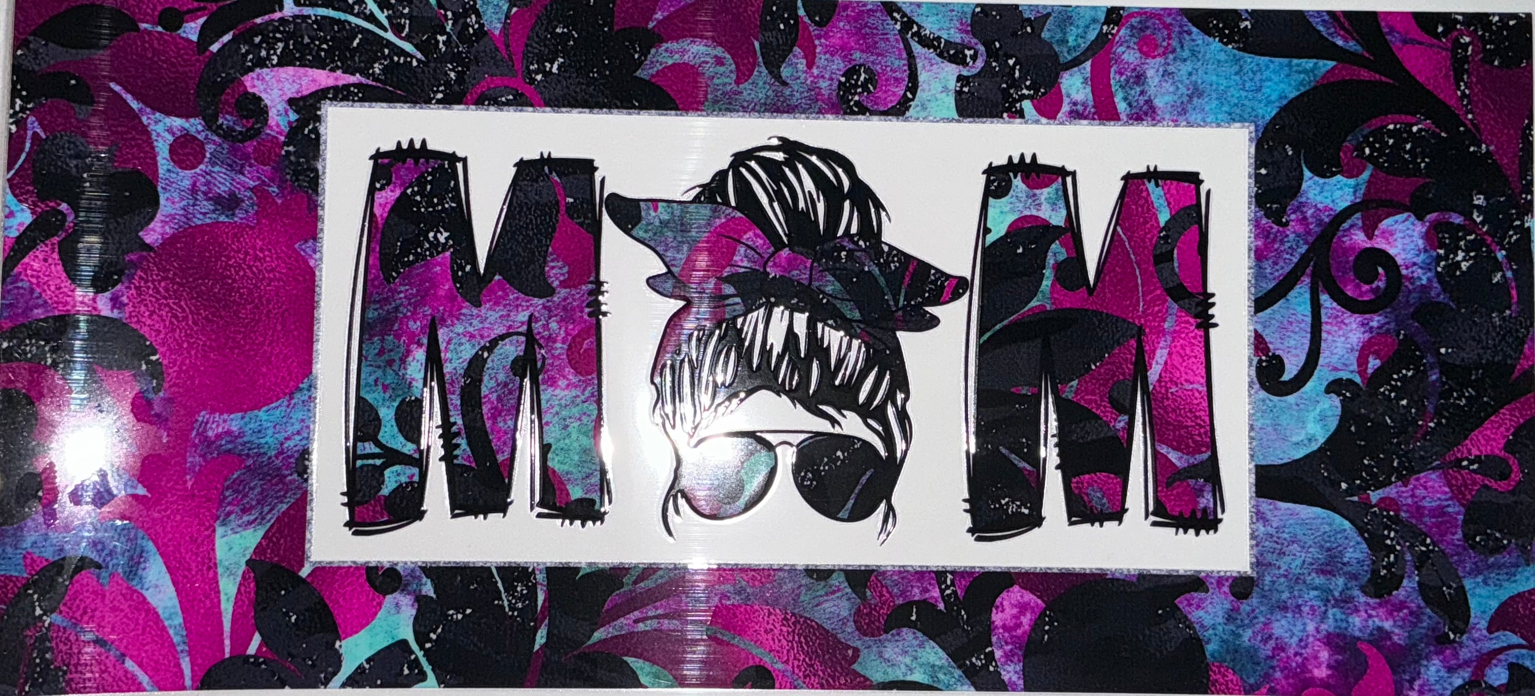 #15 Purple Teal Floral Swirl MOM Tumbler Decal
