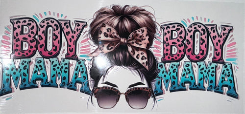 #16 Boy Mama Leopard Messy Bun Tumbler Decal