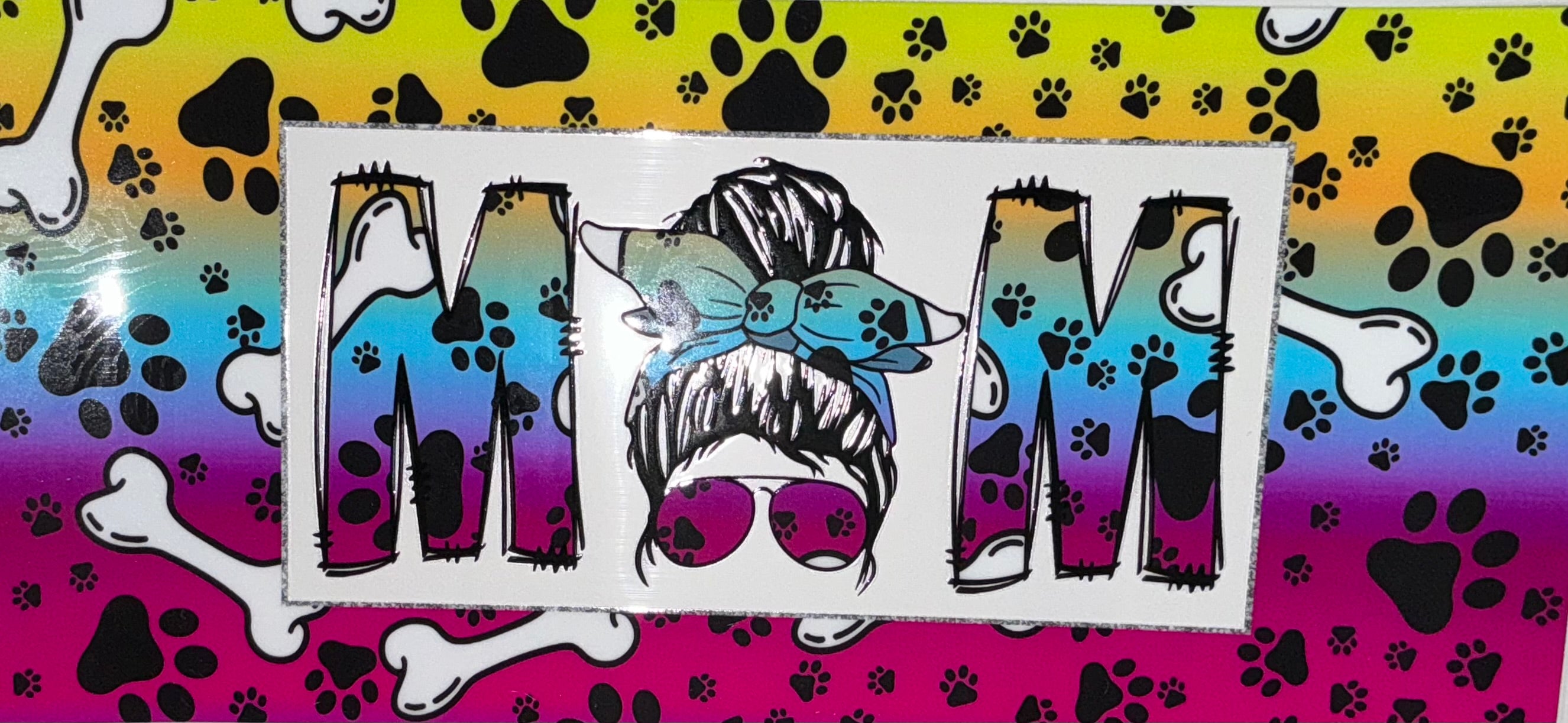 #18 Dog Mom Paw Print Rainbow Heart Tumbler Decal