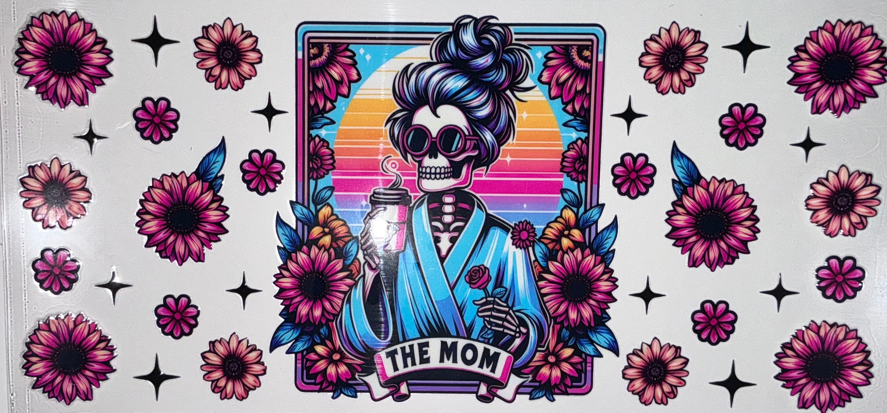#19 The Mom Skeleton Coffee Sunflower Tumbler Decal