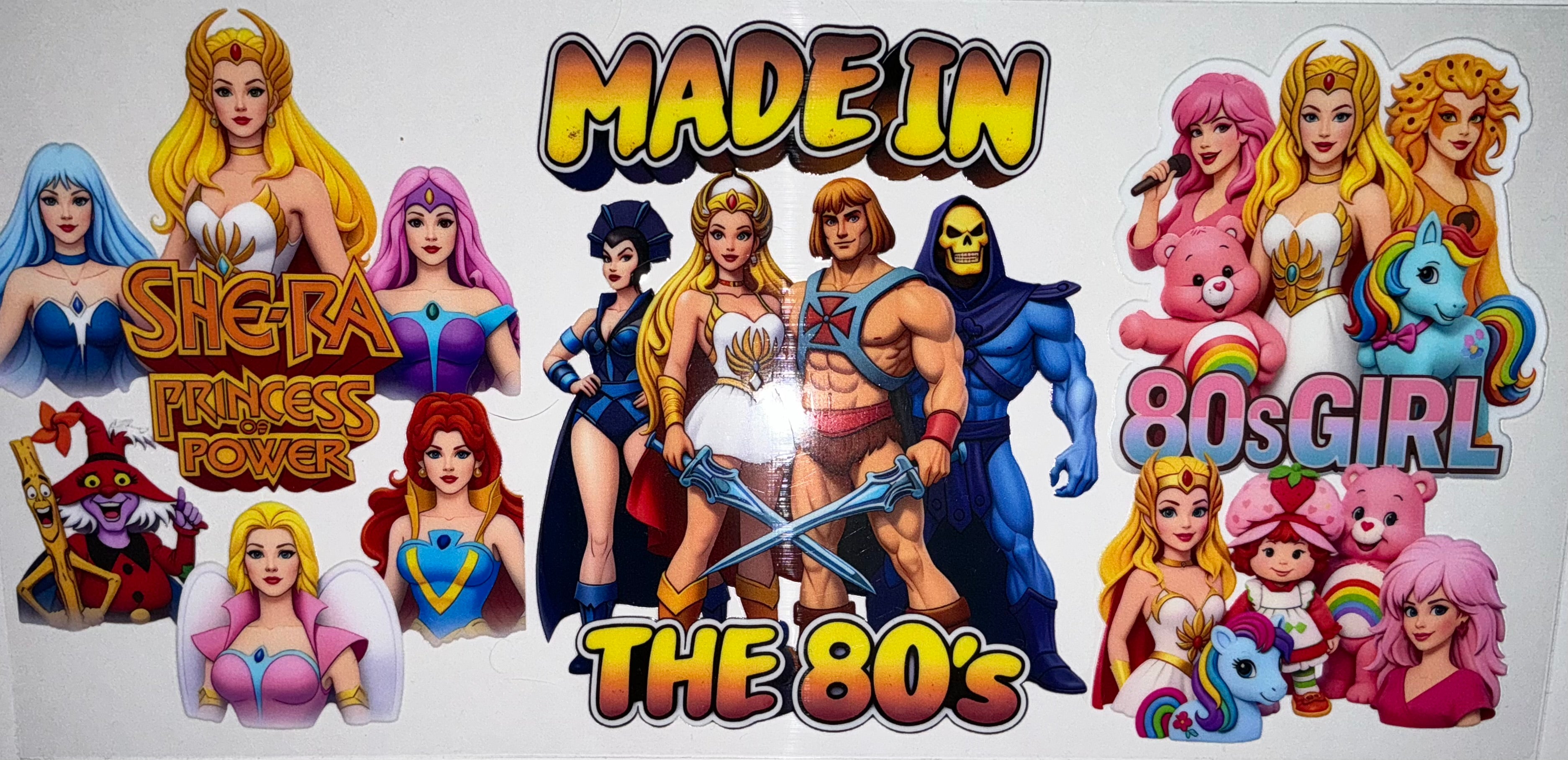 #22 Made in the 80s She-Ra He-Man Skeletor Jem Tumbler Decal