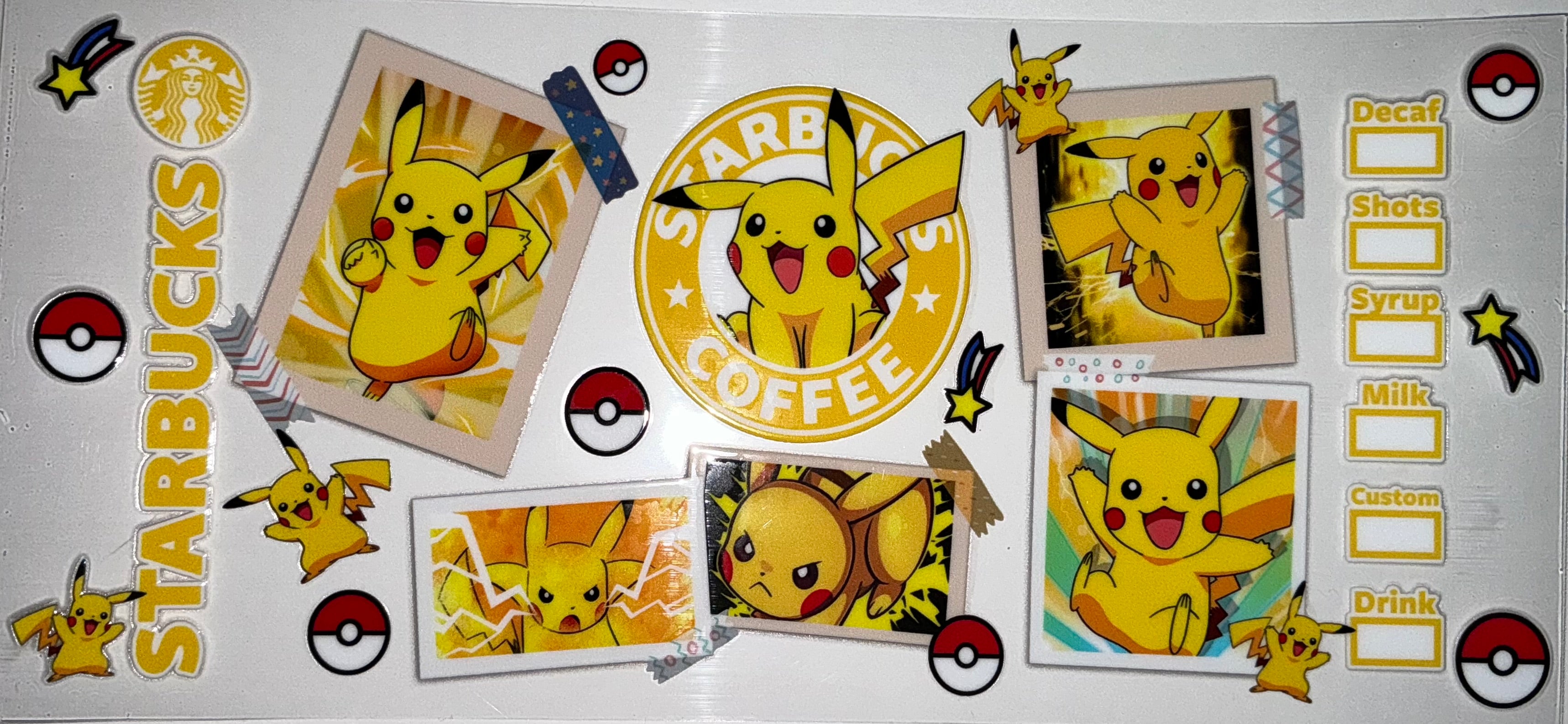 #35 Pikachu Starbucks Coffee Mashup Tumbler Decal