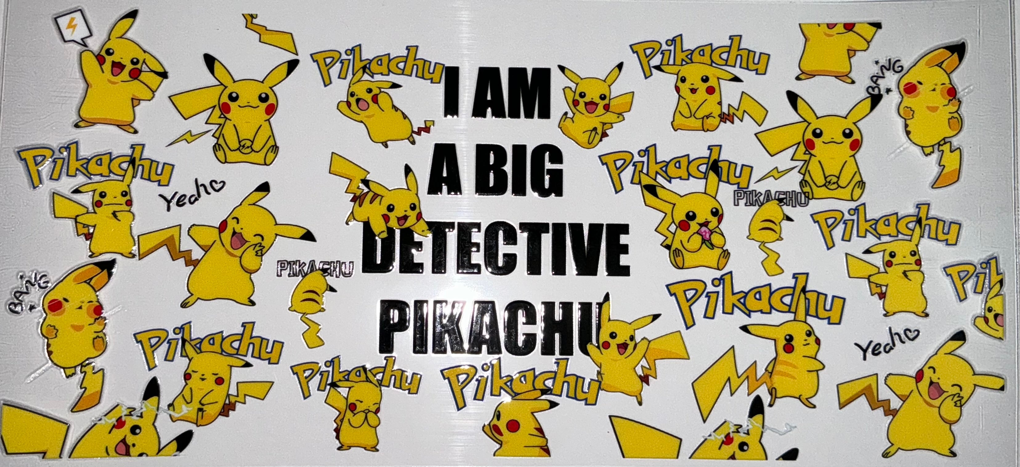 #36 I Am a Big Detective Pikachu Pattern Tumbler Decal