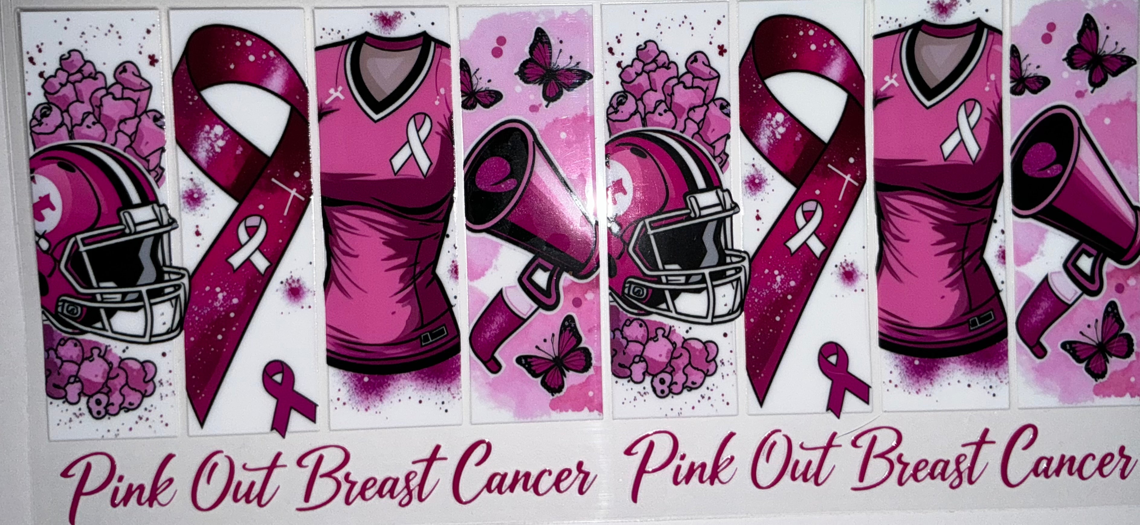 #52 Pink Out Breast Cancer Awareness Football Tumbler Decal