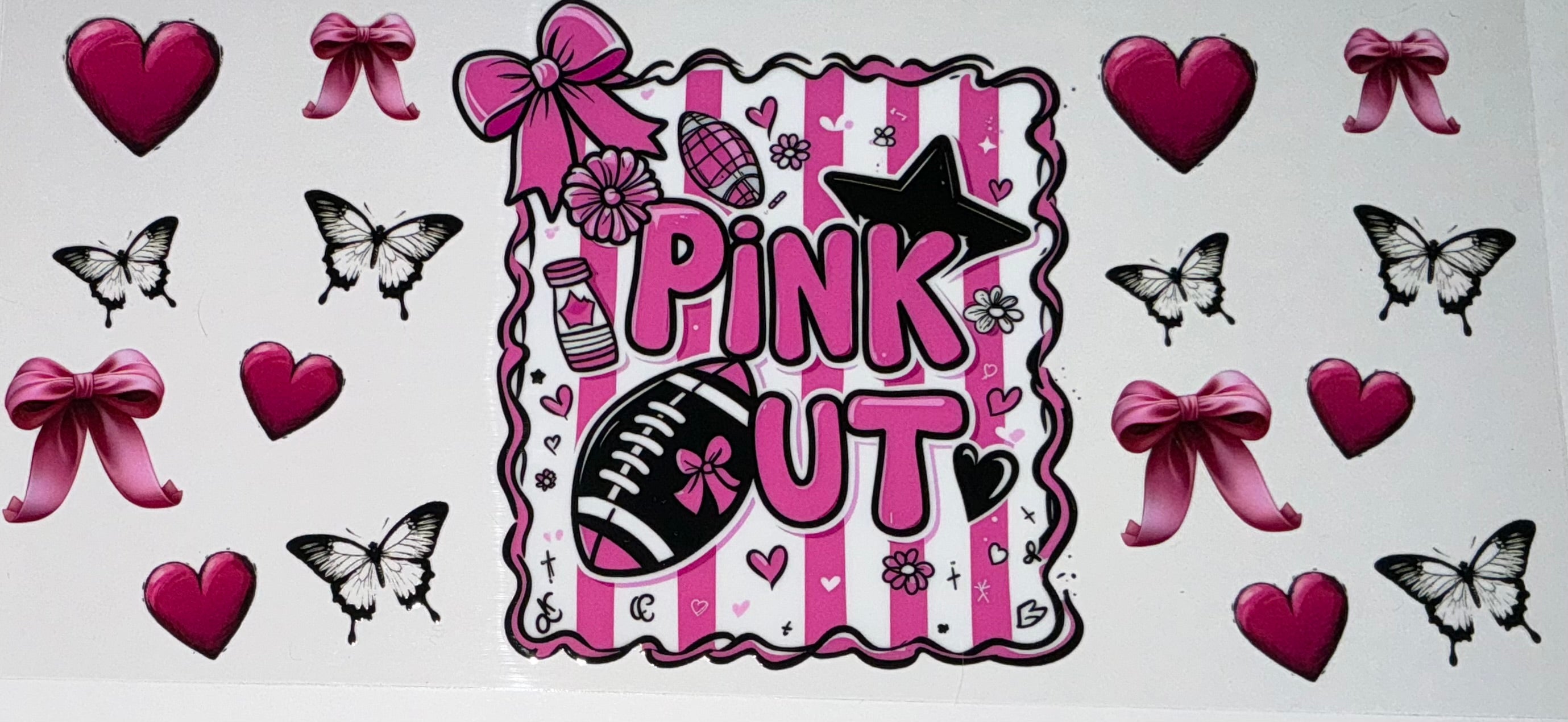 #54 Pink Out Football Breast Cancer Awareness Tumbler Decal