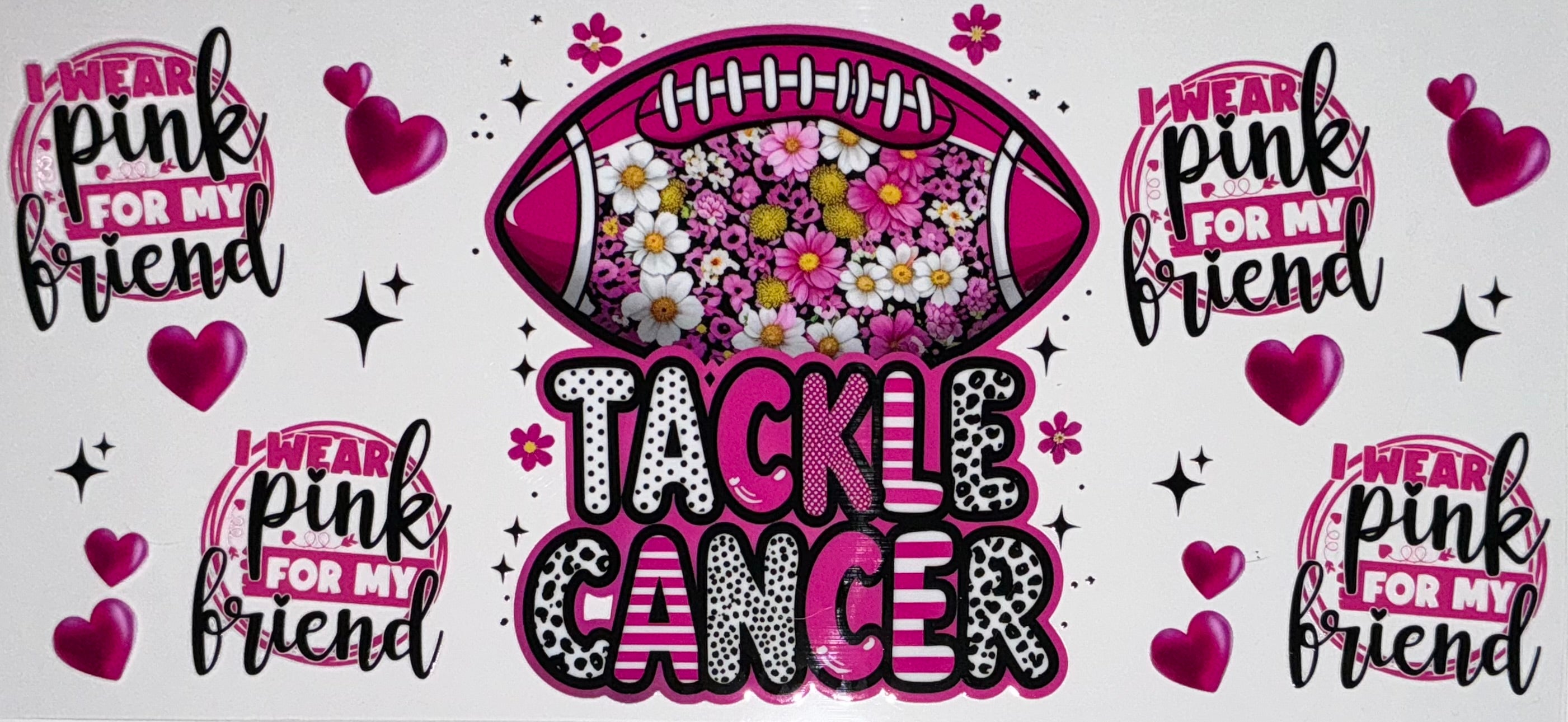 #57 Tackle Cancer Football Breast Cancer Awareness Tumbler Decal