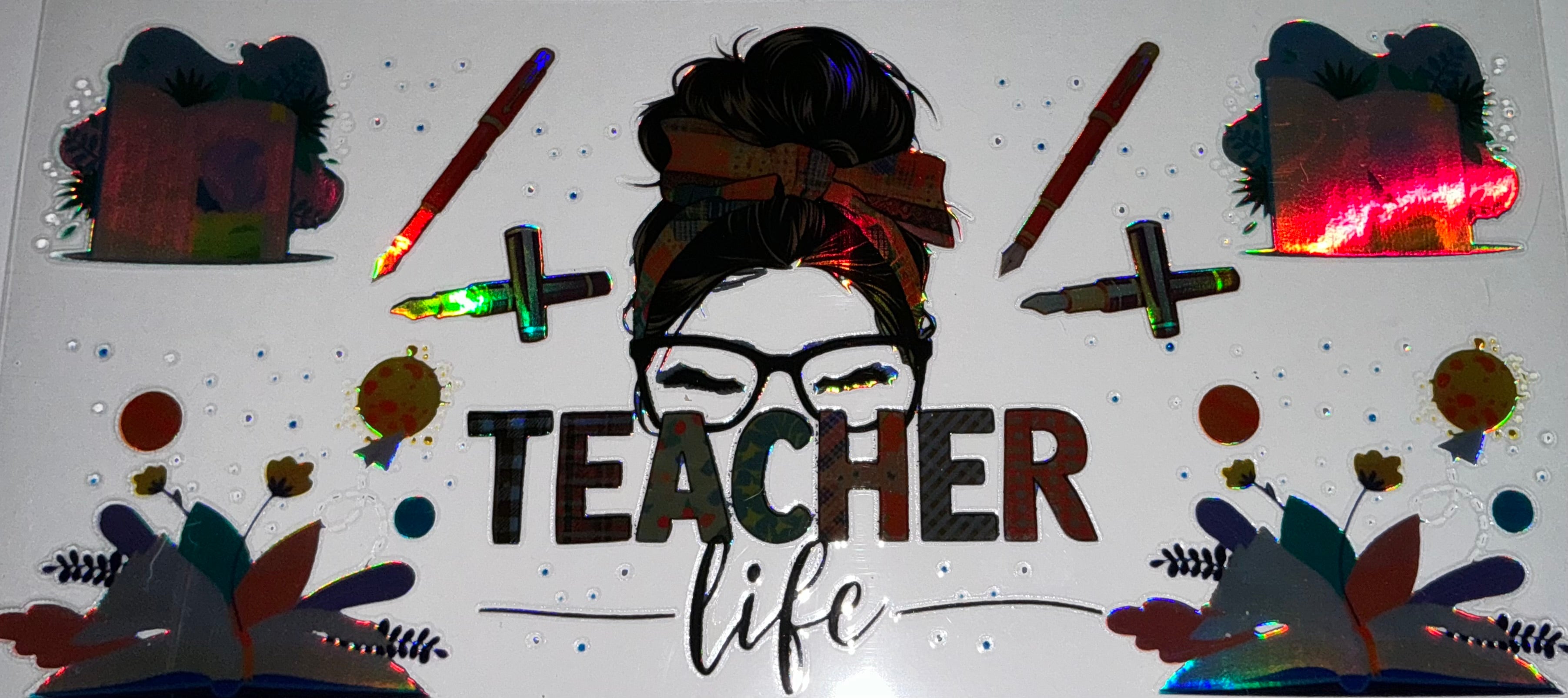 #61 Teacher Life Messy Bun Tumbler Decal