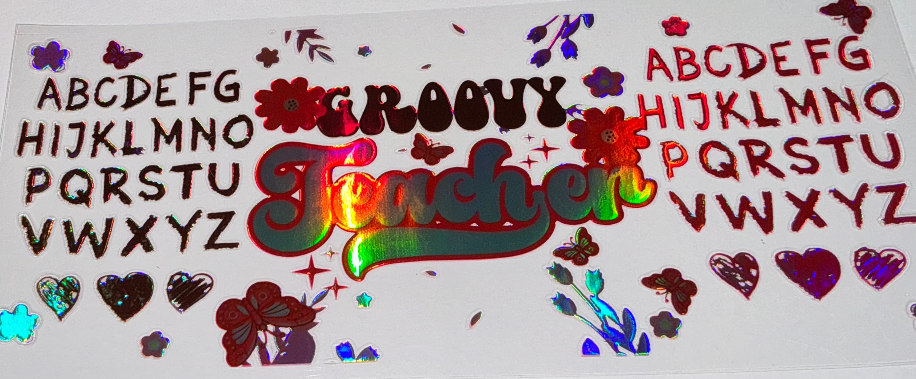 #69 Groovy Teacher Retro Alphabet Tumbler Decal