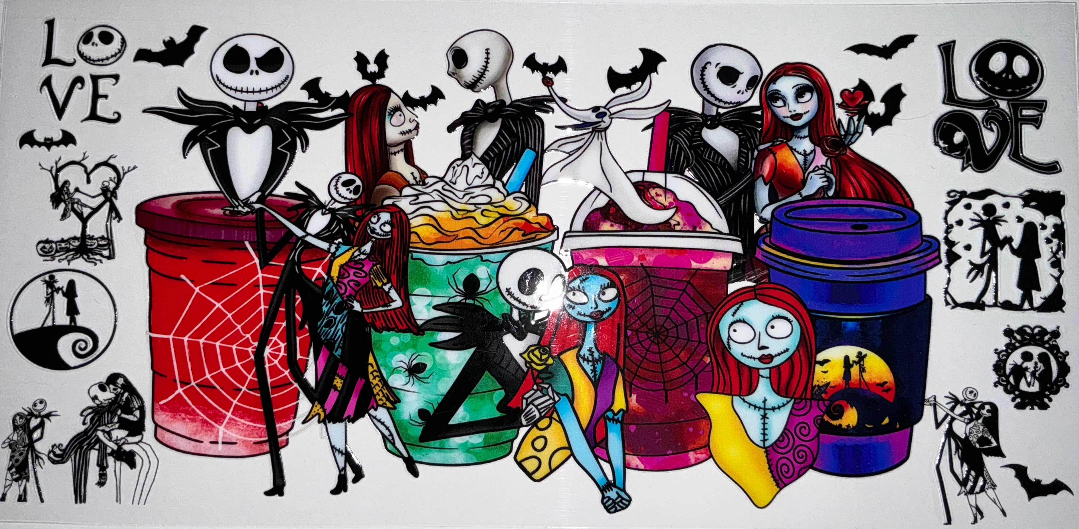 #73 Jack & Sally Coffee Drinks Love Halloween Tumbler Decal