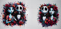 #81 Jack & Sally Floral Portrait Halloween Tumbler Decal