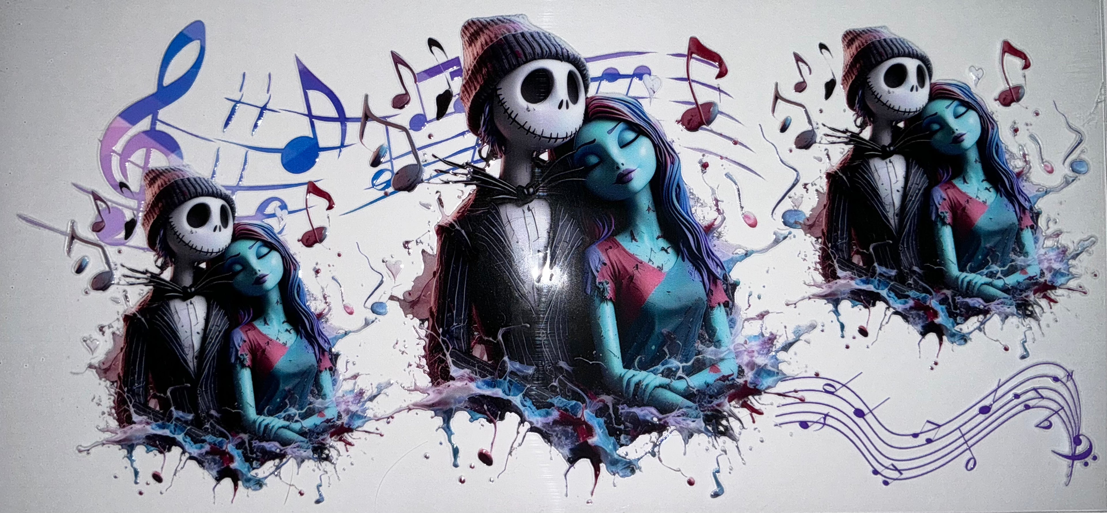 #82 Jack & Sally Music Notes Halloween Tumbler Decal