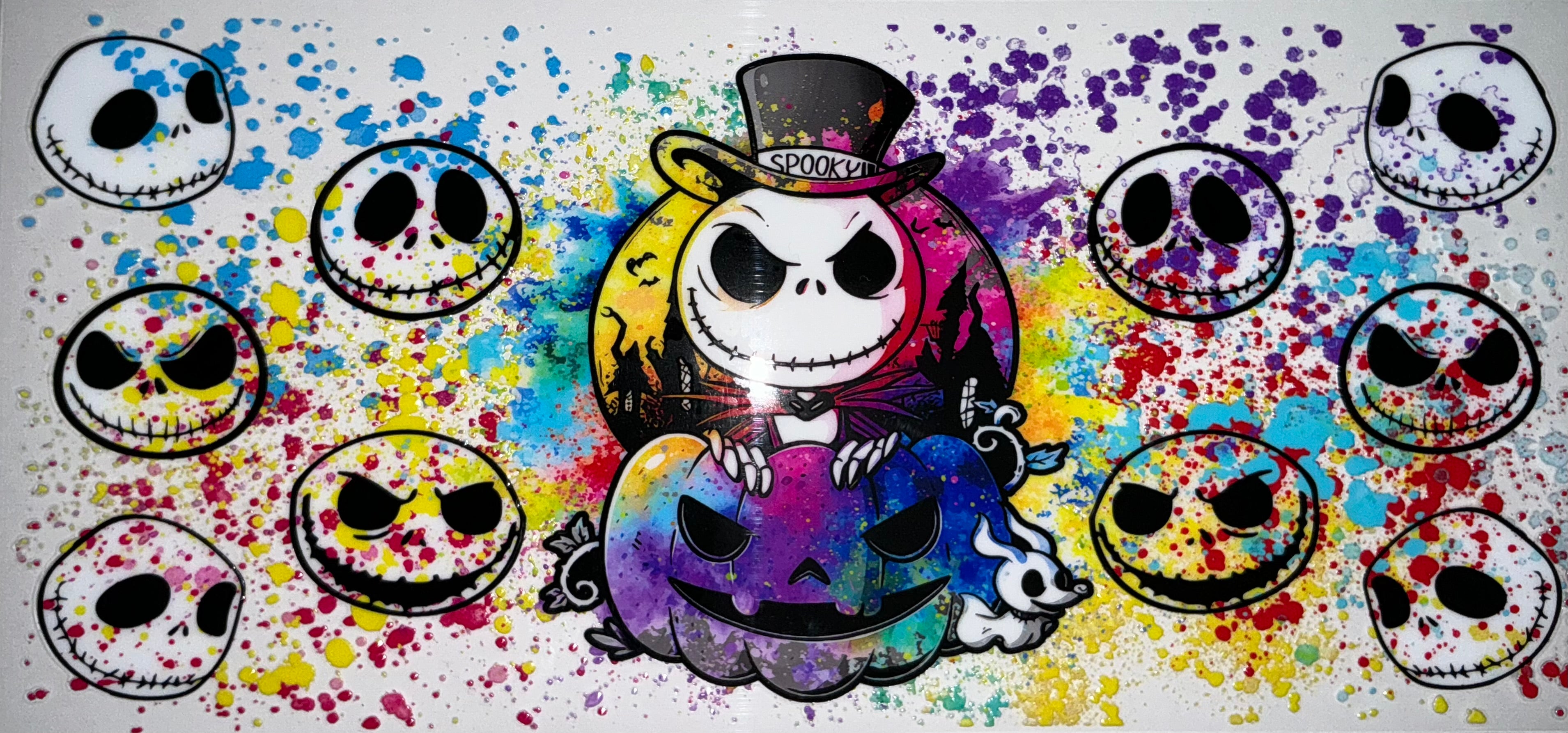 #83 Jack Skellington Spooky Pumpkin Splatter Tumbler Decal