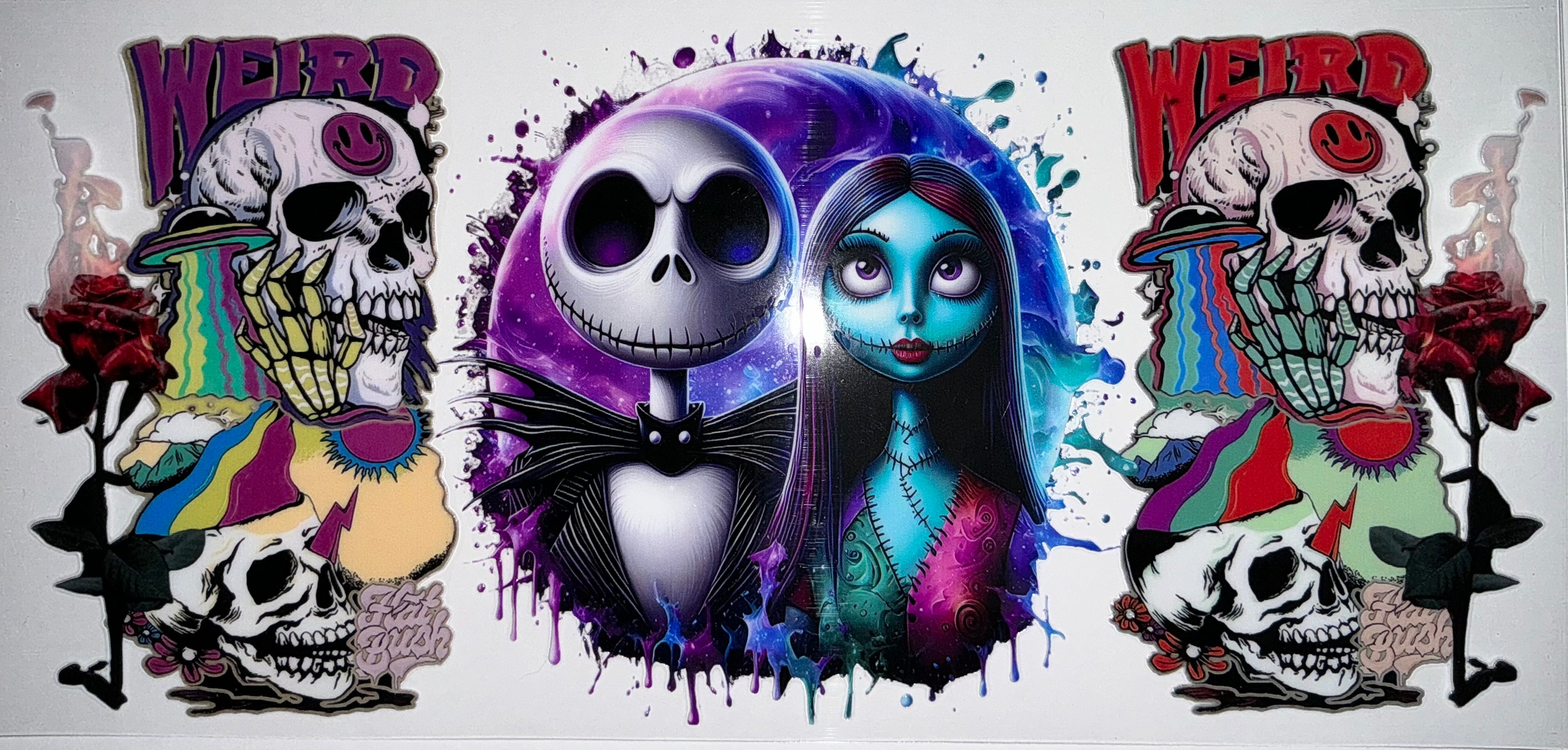 #85 Weird Jack & Sally Galaxy Halloween Tumbler Decal