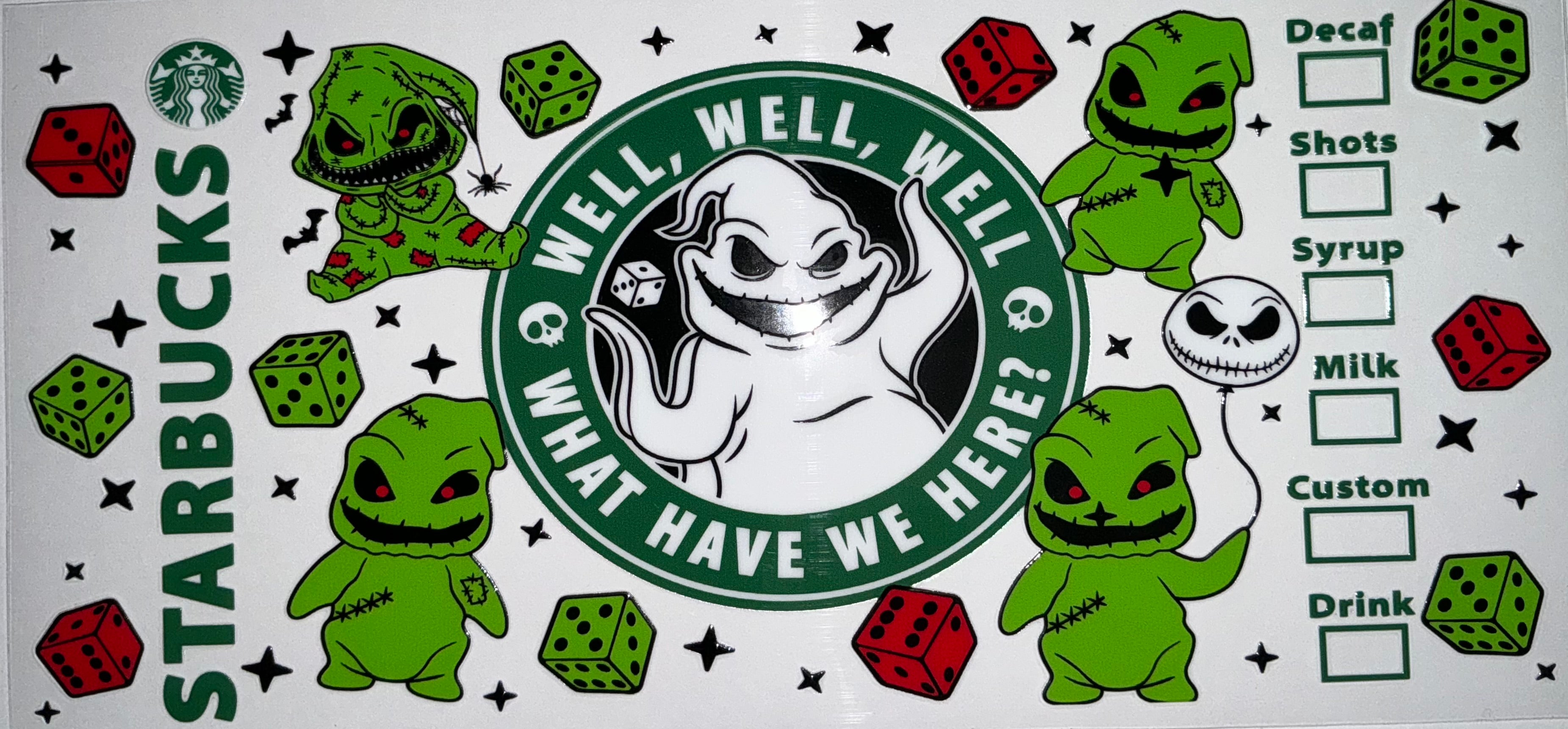 #90 Oogie Boogie Well Well Well Starbucks Parody Tumbler Decal