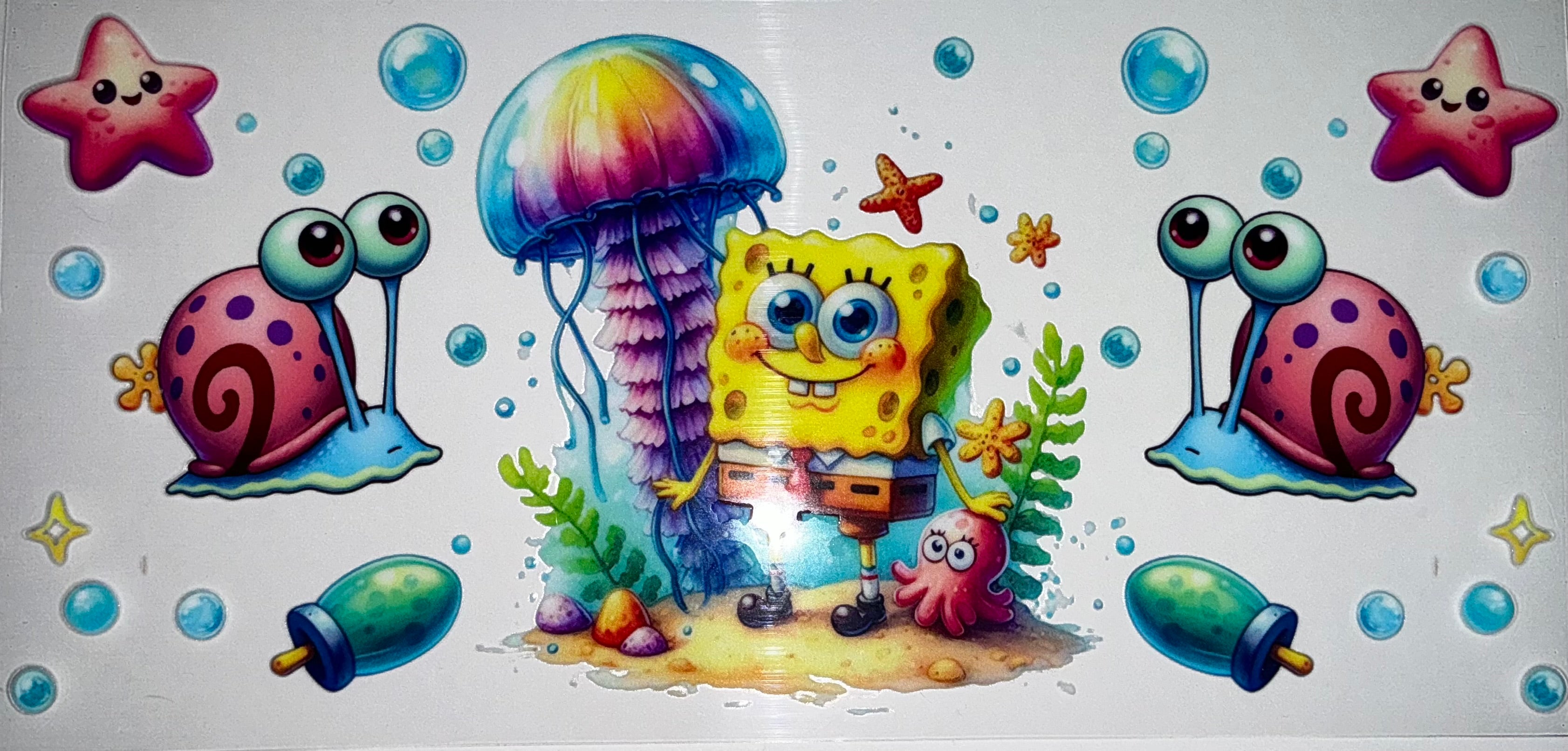 #95 SpongeBob Jellyfishing Gary Tumbler Decal