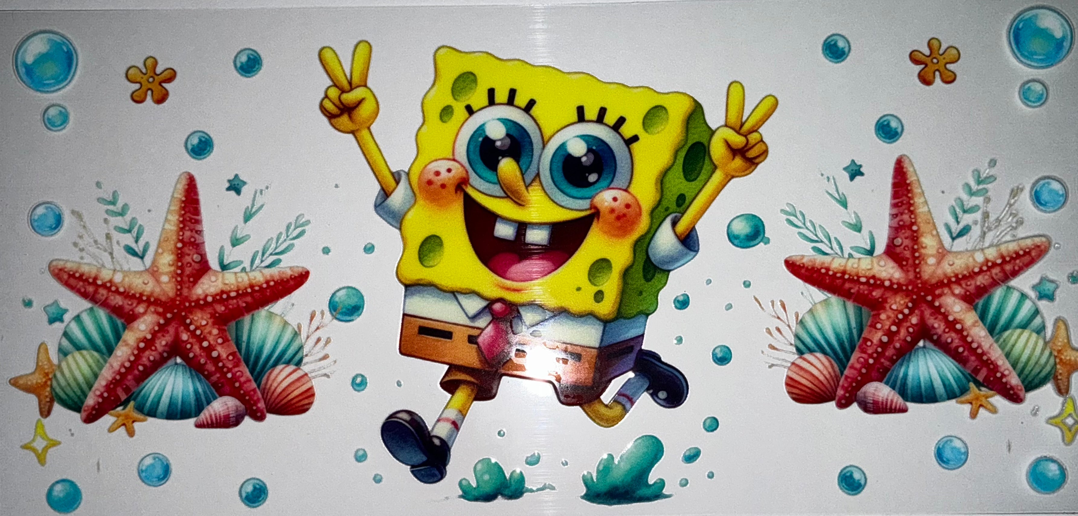 #97 SpongeBob Peace Sign Under the Sea Tumbler Decal
