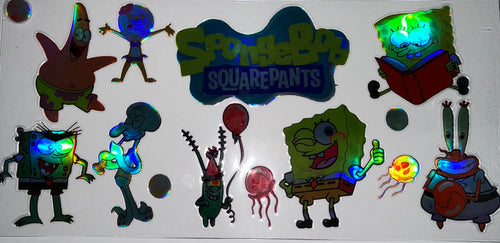 #103 Holographic SpongeBob Squarepants Logo & Friends Tumbler Decal