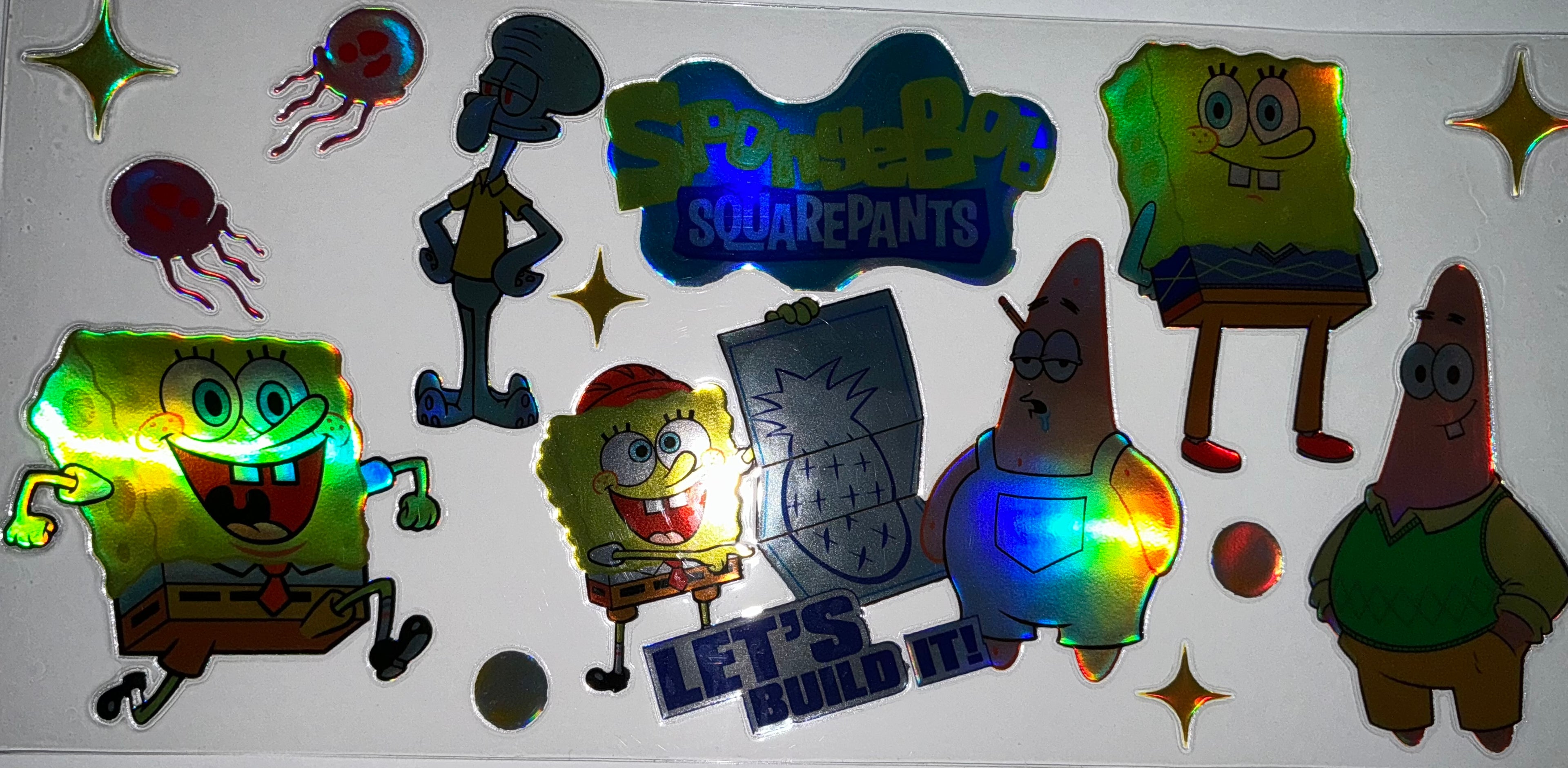 #106 Holographic SpongeBob "Let's Build It" Pineapple Tumbler Decal