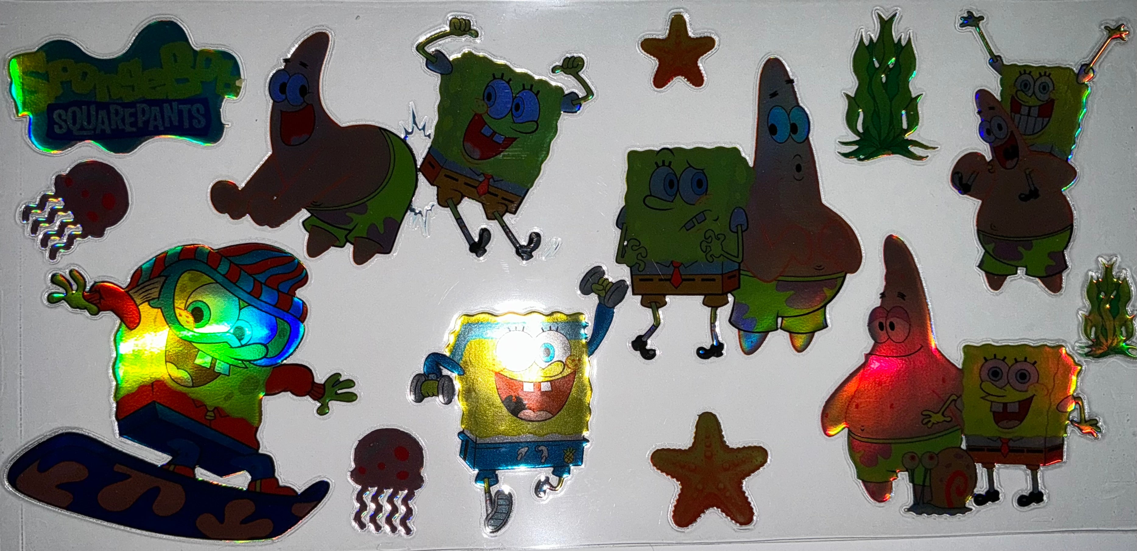 #109 Holographic SpongeBob & Patrick Snowboarding Tumbler Decal