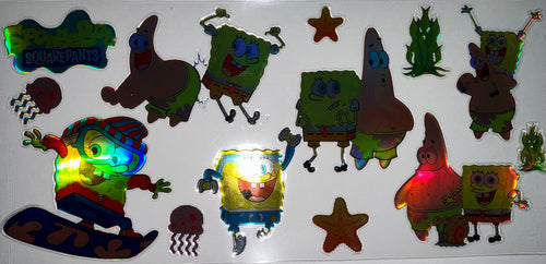 #109 Holographic SpongeBob & Patrick Snowboarding Tumbler Decal