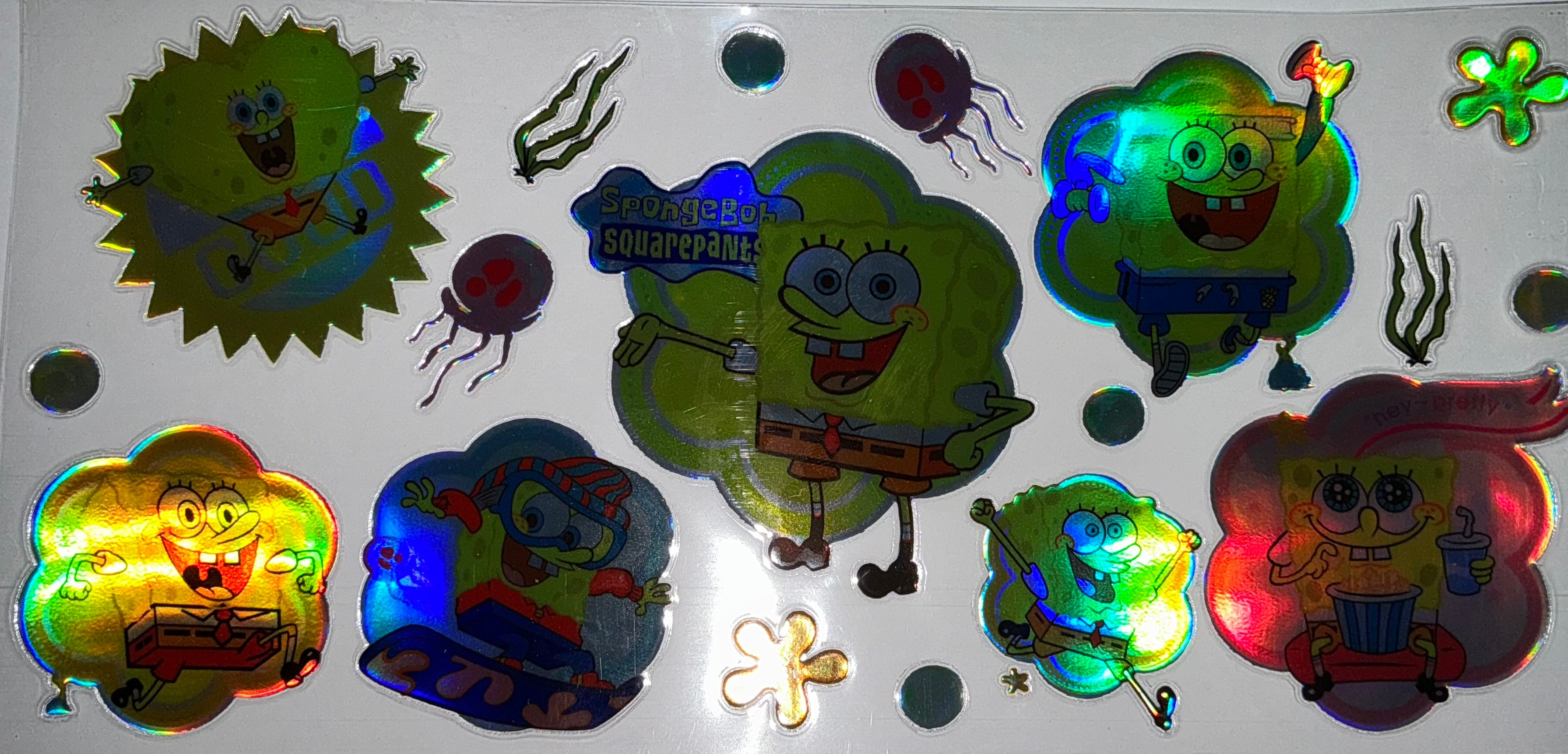 #110 Holographic SpongeBob Multi-Pose Badges Tumbler Decal