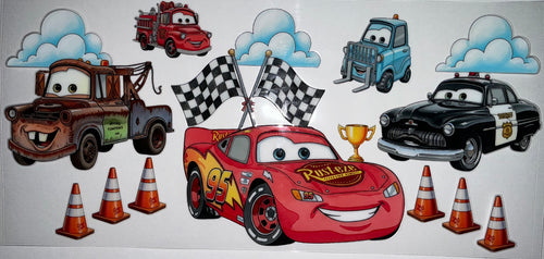 #111 Cars Mater Fire Truck & Lightning McQueen Tumbler Decal