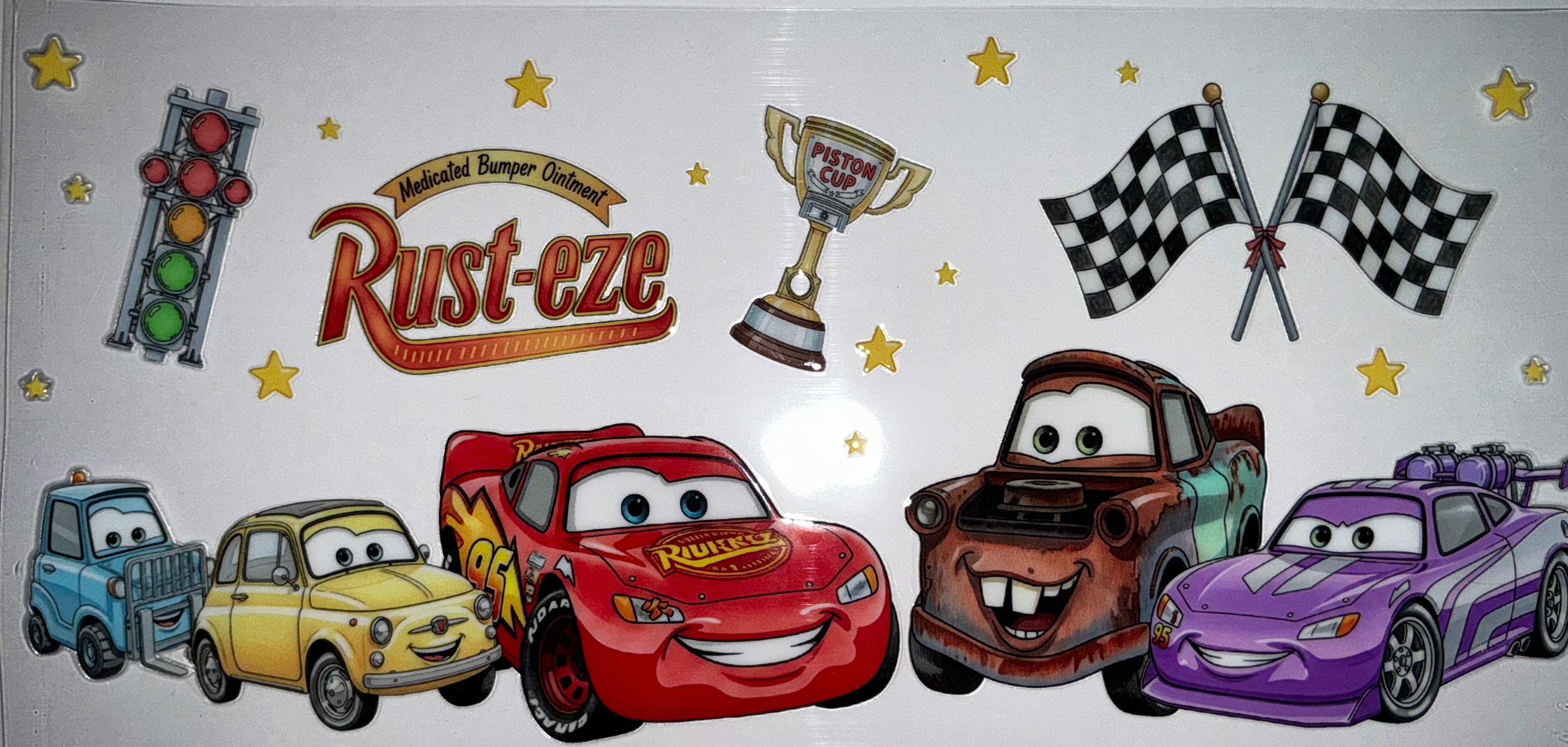 #112 Cars Rust-eze Piston Cup Lightning McQueen Tumbler Decal