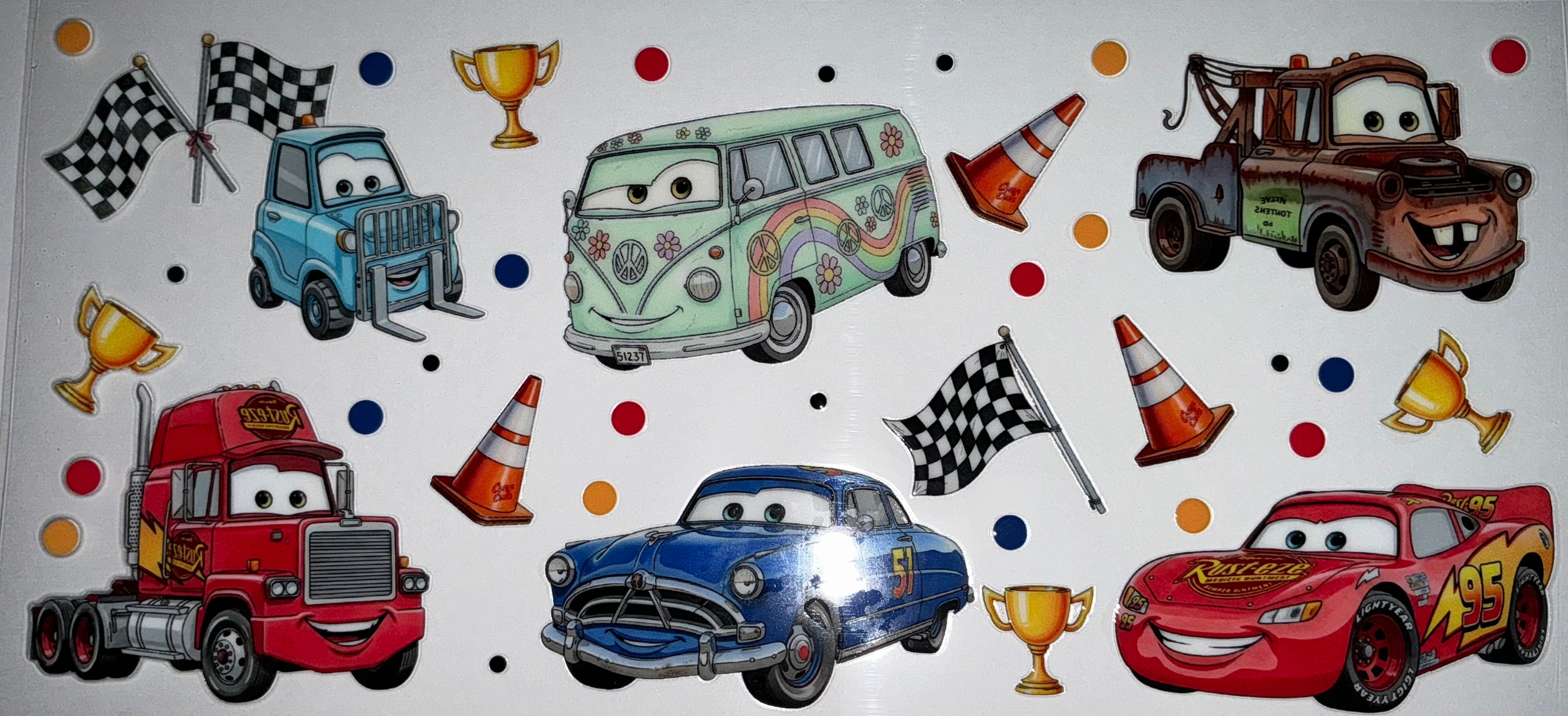 #116 Cars Fillmore VW Bus & Mack Truck Tumbler Decal