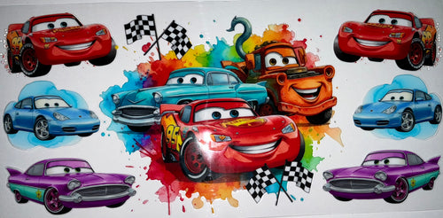 #118 Cars Lightning McQueen & Porsche Watercolor Tumbler Decal