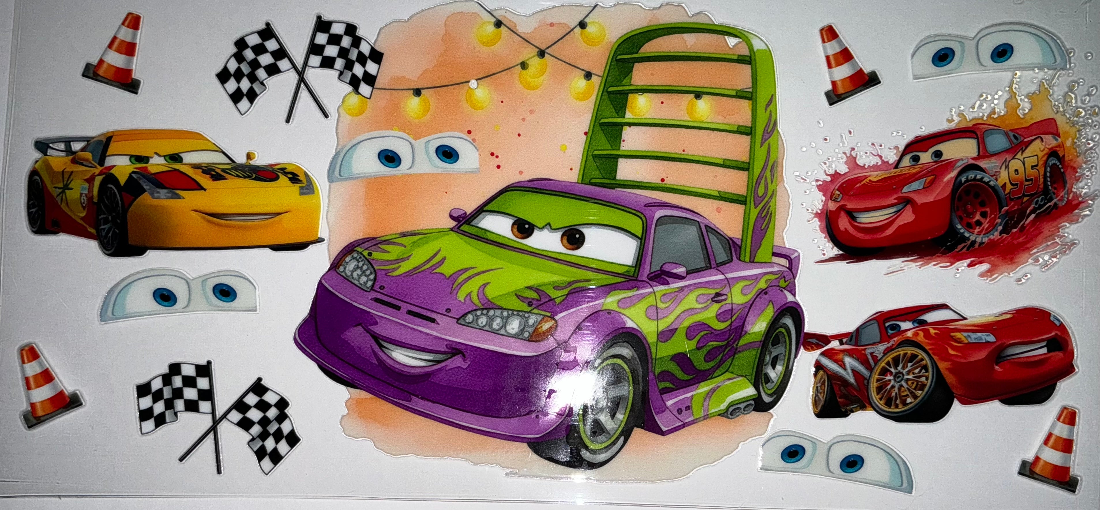 #124 Cars Purple Race Car Neon Nights Tumbler Decal