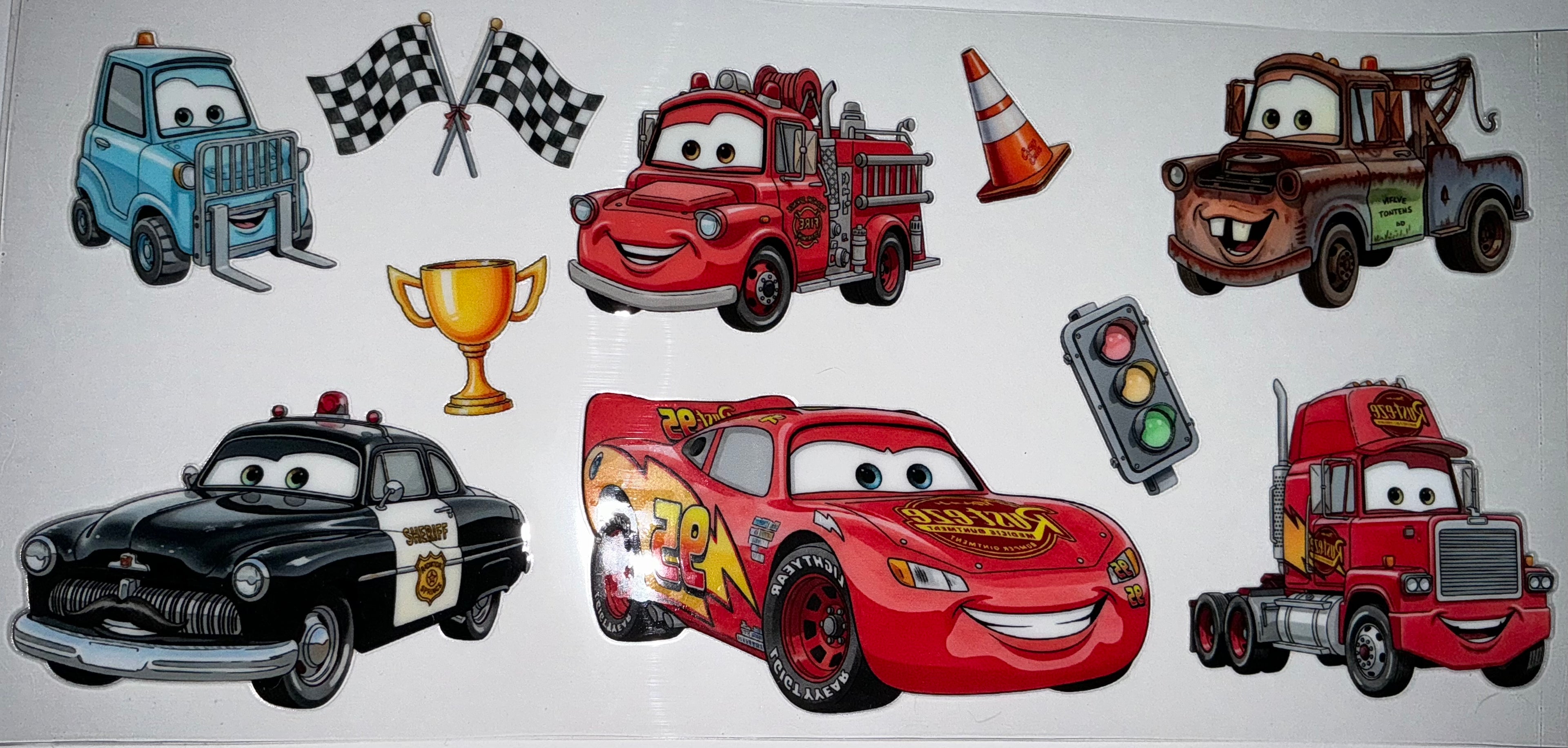 #129 Cars Mater Fire Truck & Sheriff Tumbler Decal