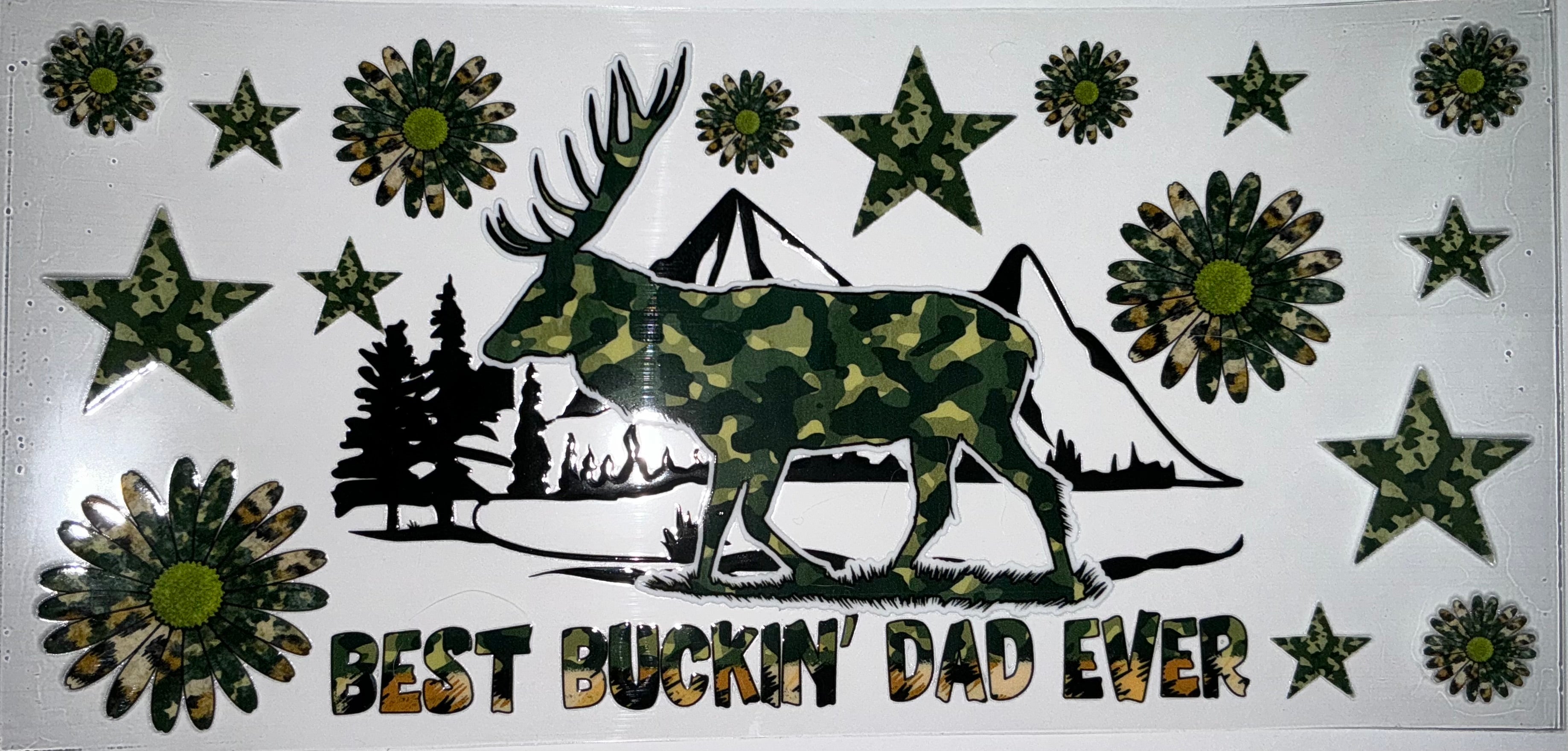 #131 Best Buckin Dad Ever Camo Deer Scene Tumbler Decal