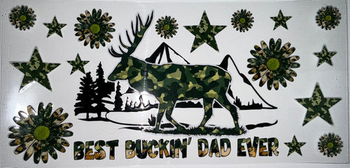 #131 Best Buckin Dad Ever Camo Deer Scene Tumbler Decal