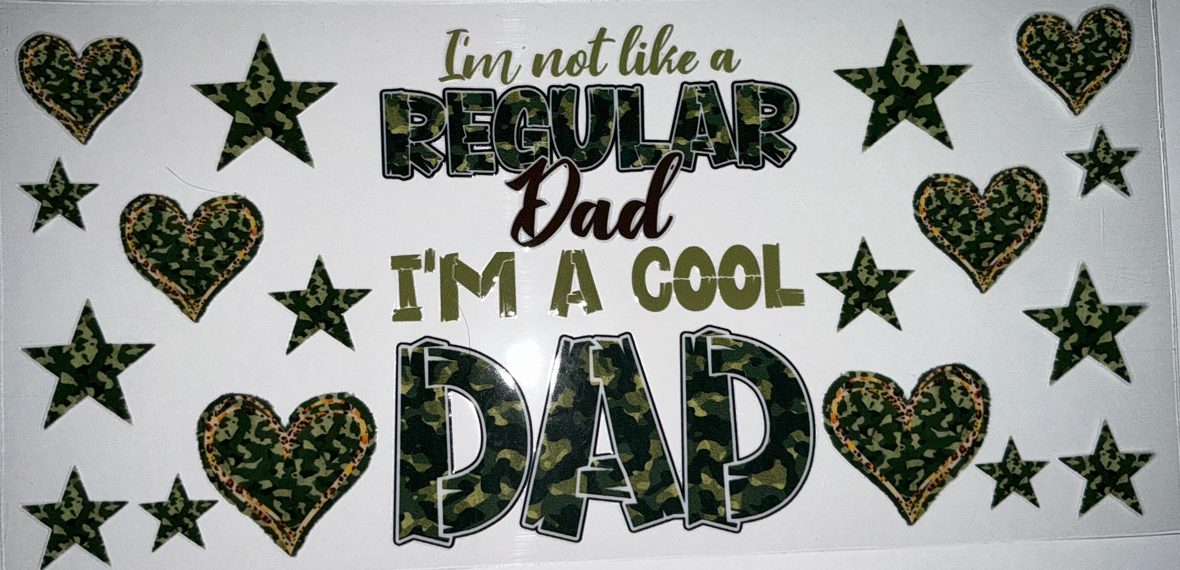 #132 I'm a Cool Dad Camo Hearts Tumbler Decal
