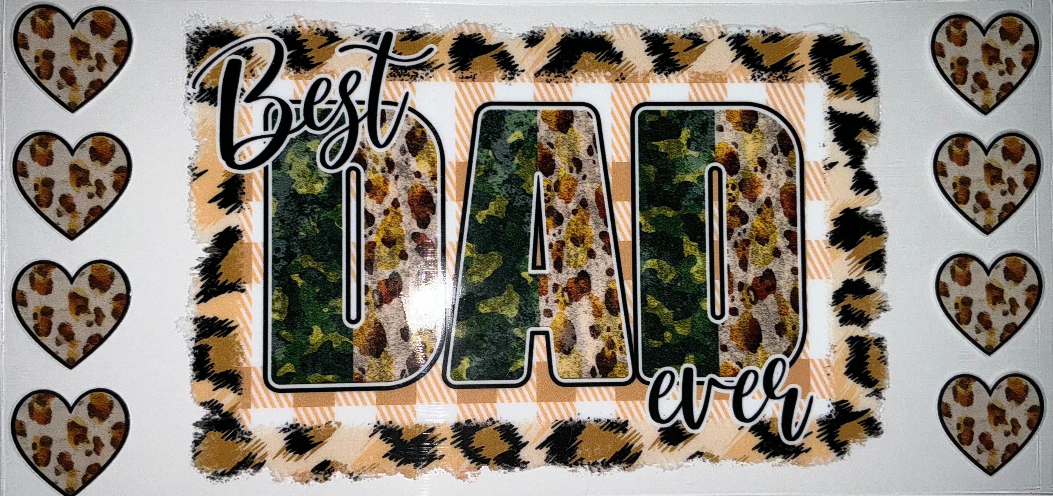 #134 Best Dad Ever Leopard Camo Plaid Tumbler Decal