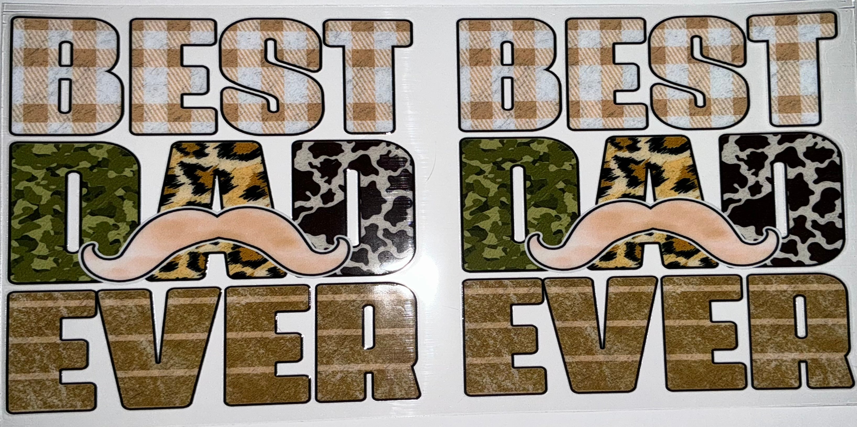 #140 Best Dad Ever Mustache Leopard Cow Print Tumbler Decal