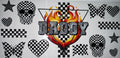 #143 Daddy Checkered Flame Skulls Tumbler Decal