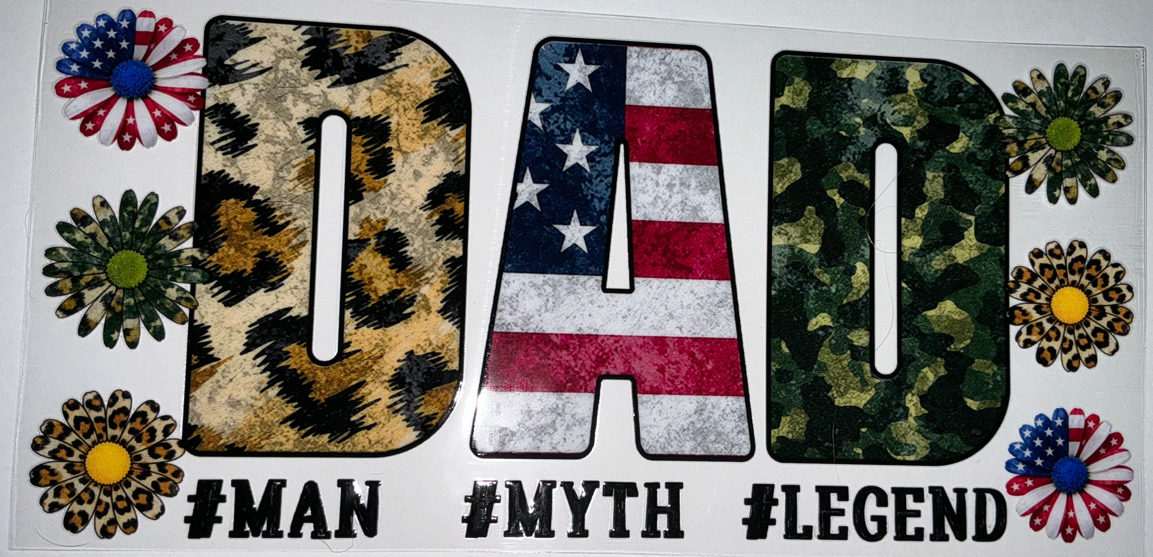 #148 Dad Man Myth Legend Leopard & Camo Floral Tumbler Decal