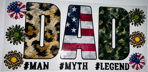 #148 Dad Man Myth Legend Leopard & Camo Floral Tumbler Decal