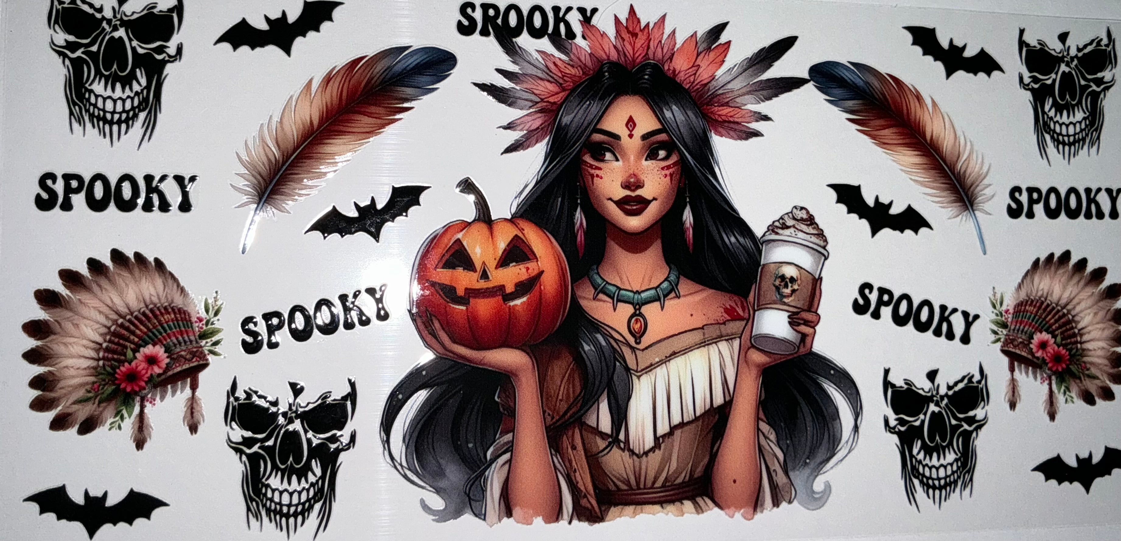 #163 Pocahontas Spooky Halloween Pumpkin Tumbler Decal