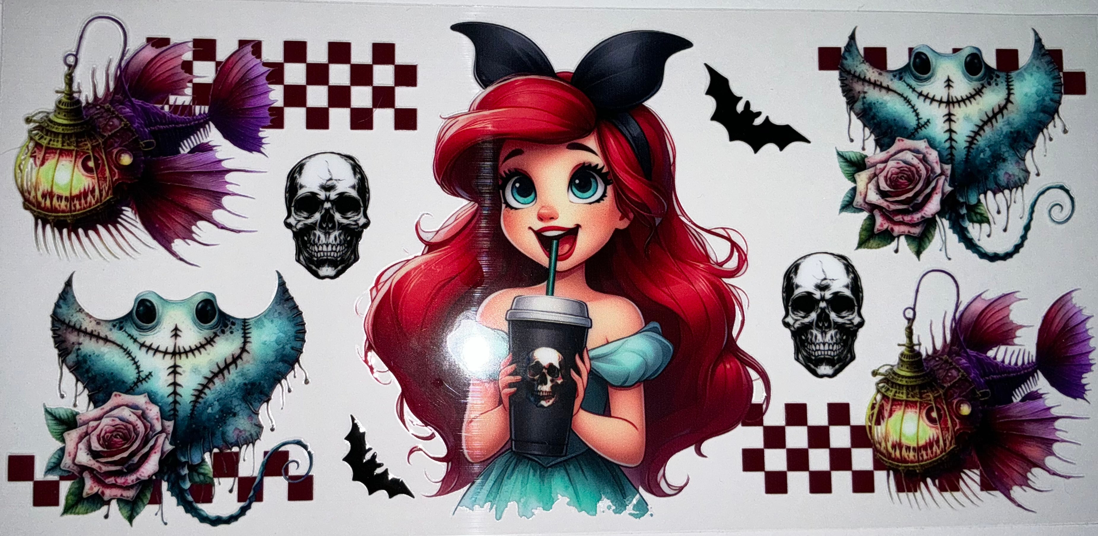 #171 Ariel Little Mermaid Gothic Halloween Tumbler Decal