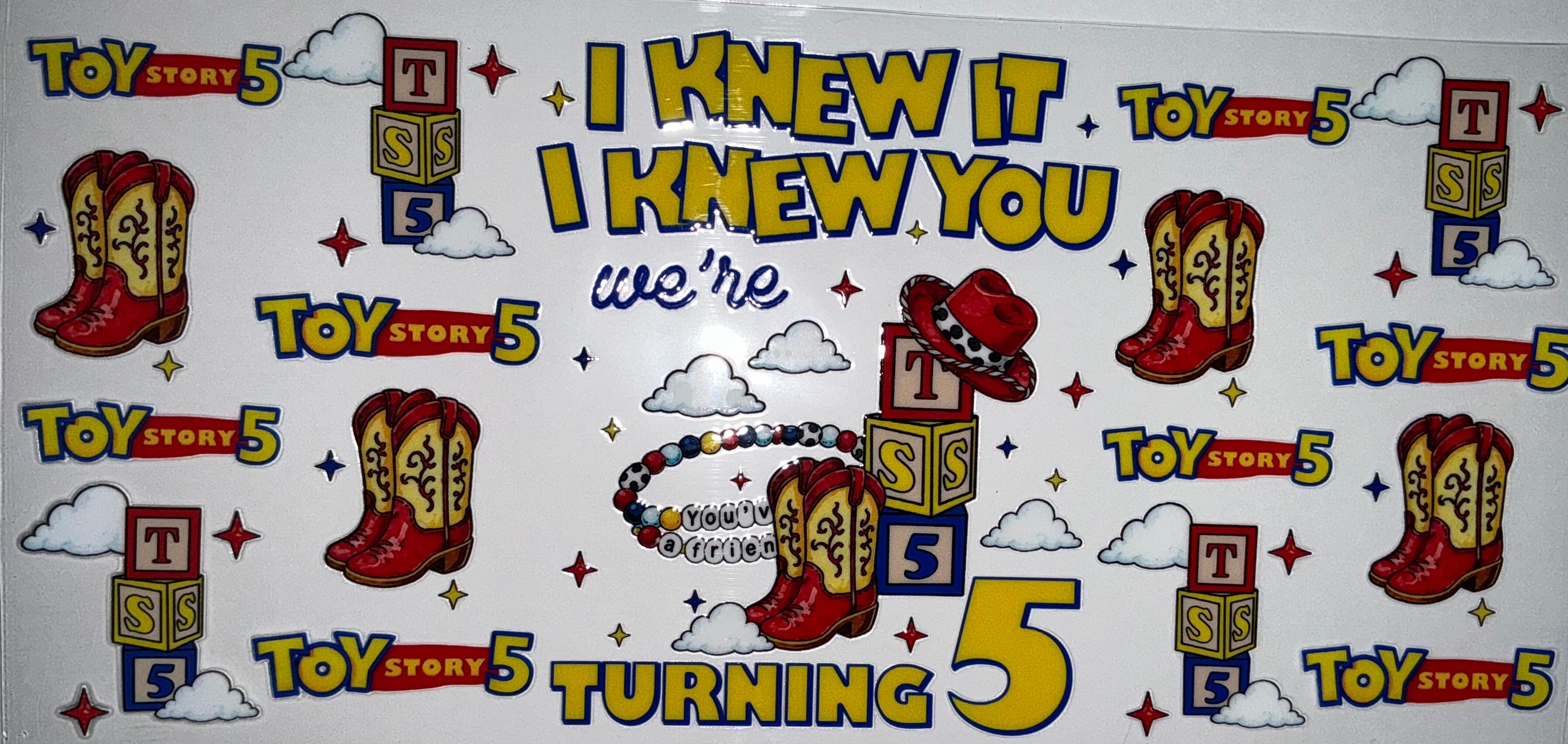 #207 Toy Story We're Turning 5 Birthday Tumbler Decal