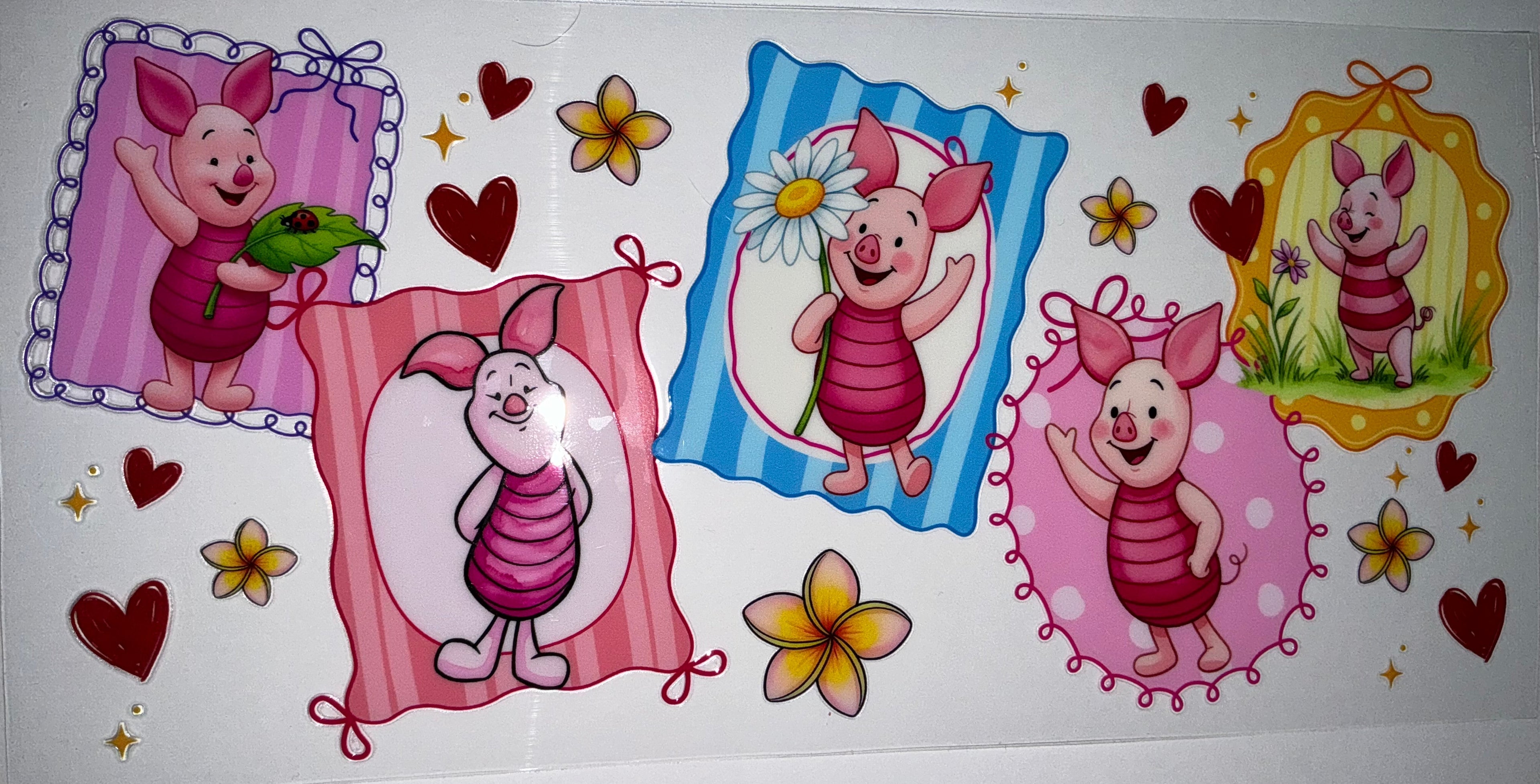 #234 Piglet Ladybug & Daisy Frames Tumbler Decal